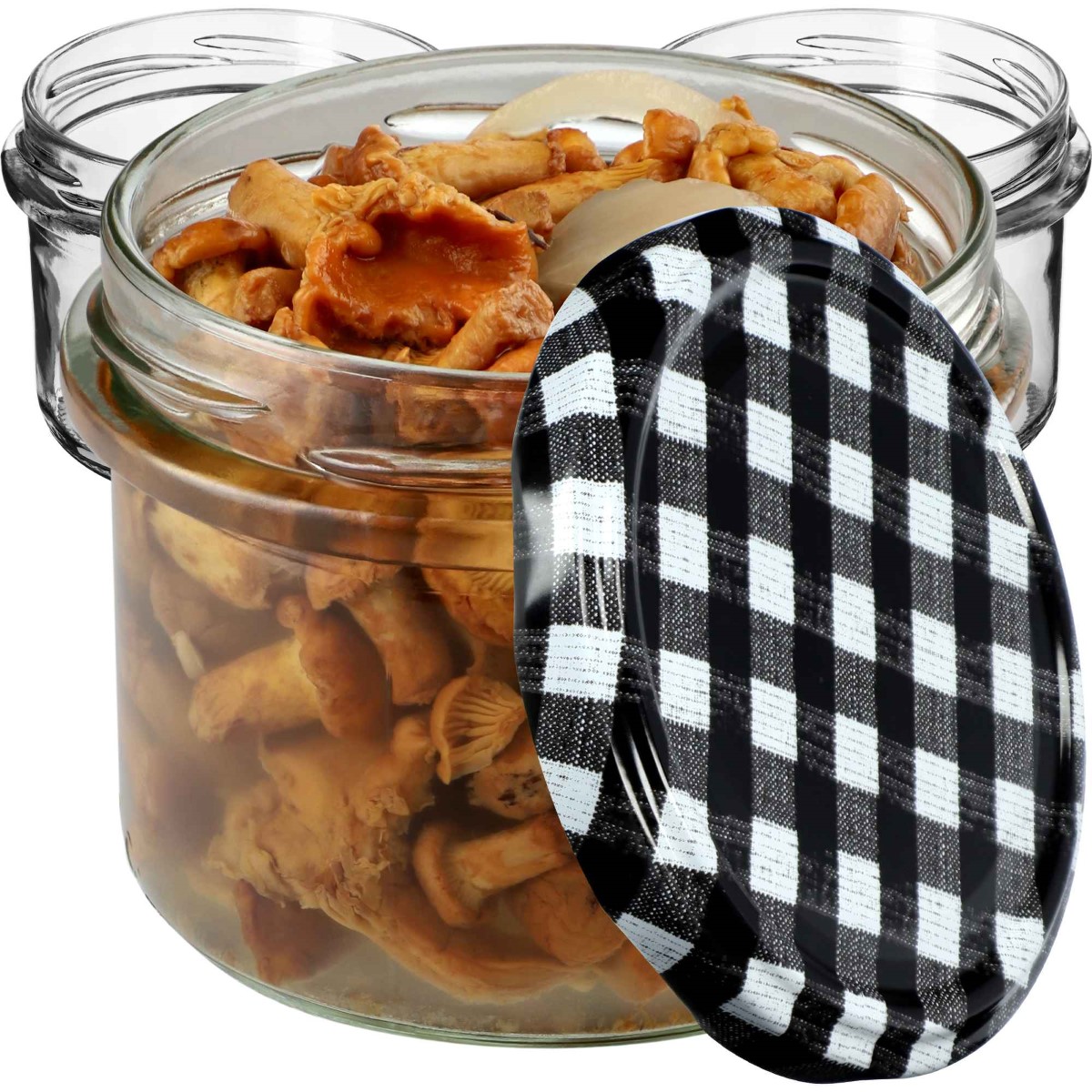 Słoiki na przetwory Tartu 235ml 100szt fi 82 mm + wieczka "Czarna krata"