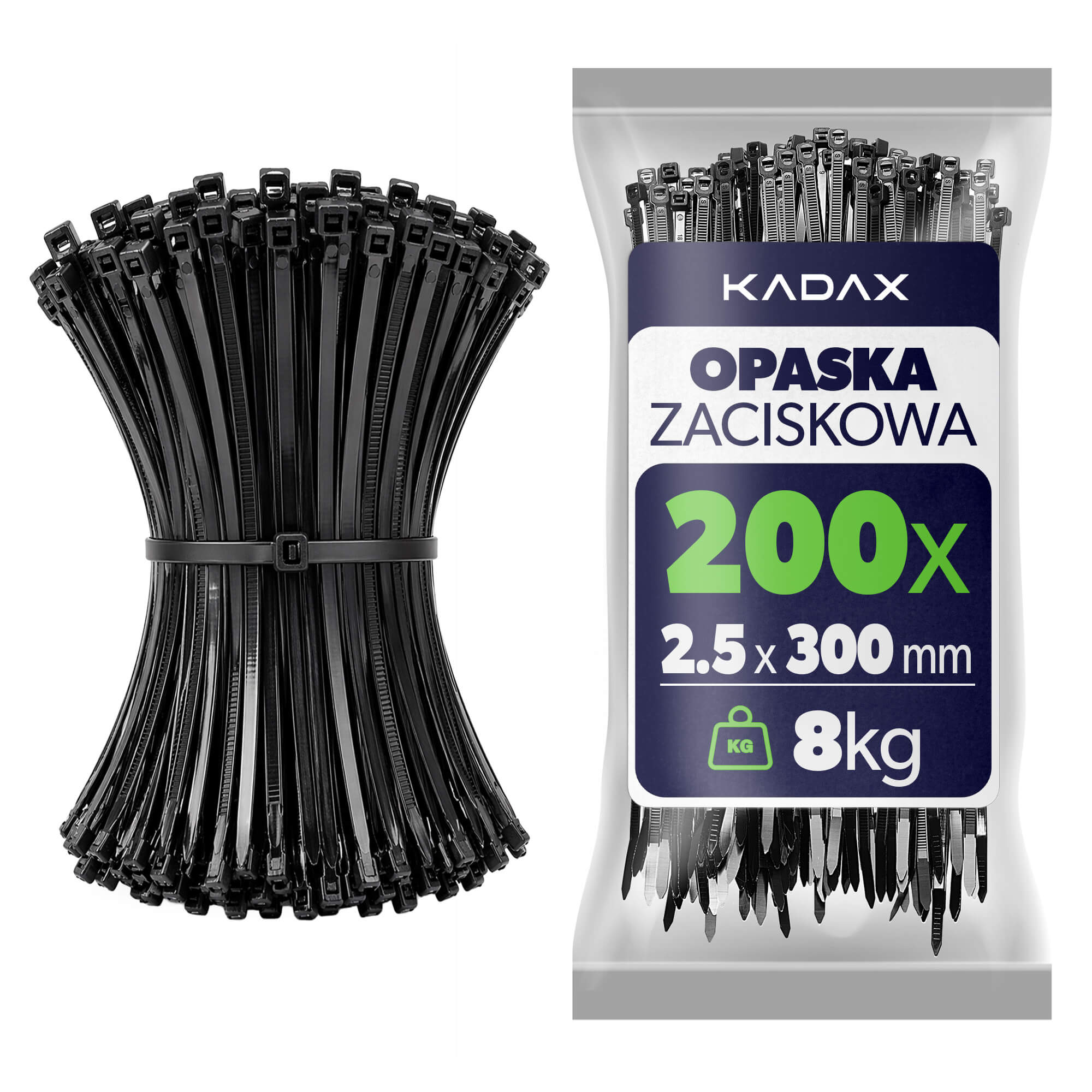 Opaski zaciskowe Maurens 300 x 2.5 mm czarne 200 szt.