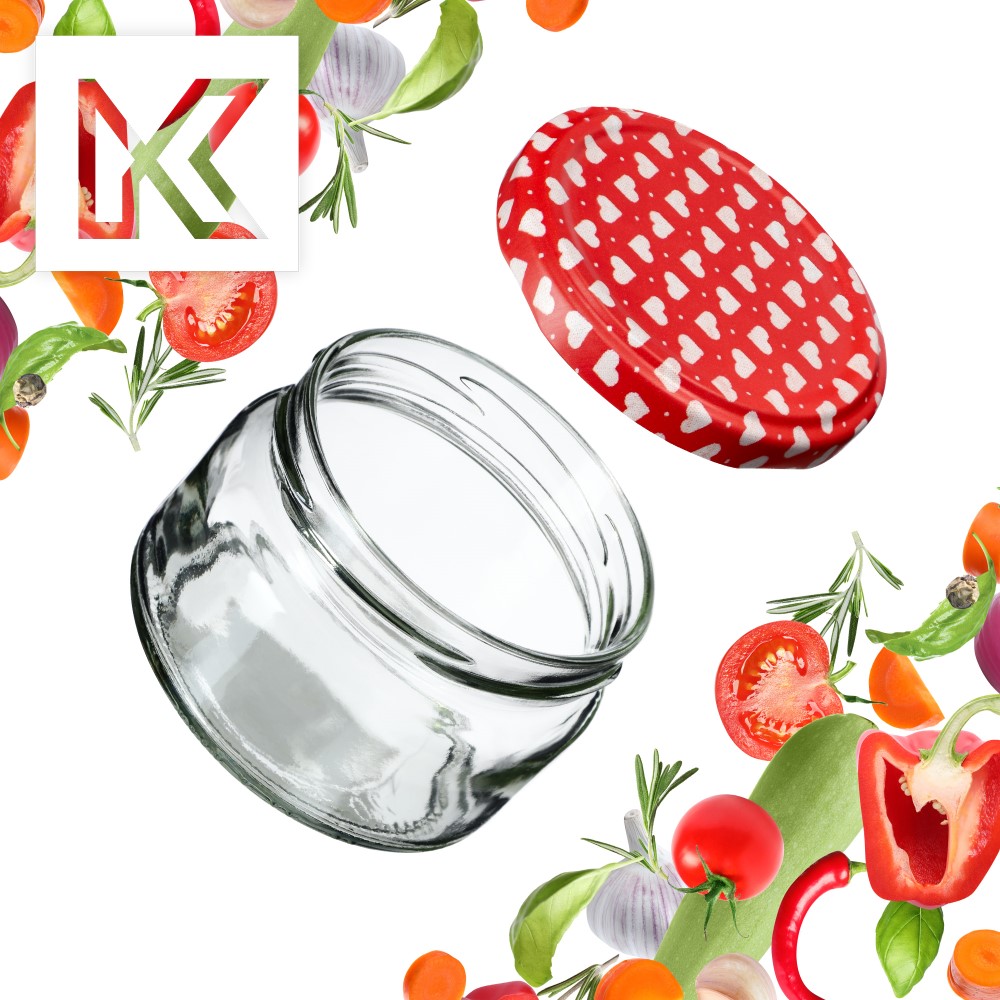Słoiki na przetwory Denia 250ml 10szt fi 82 mm + wieczko "Serca"