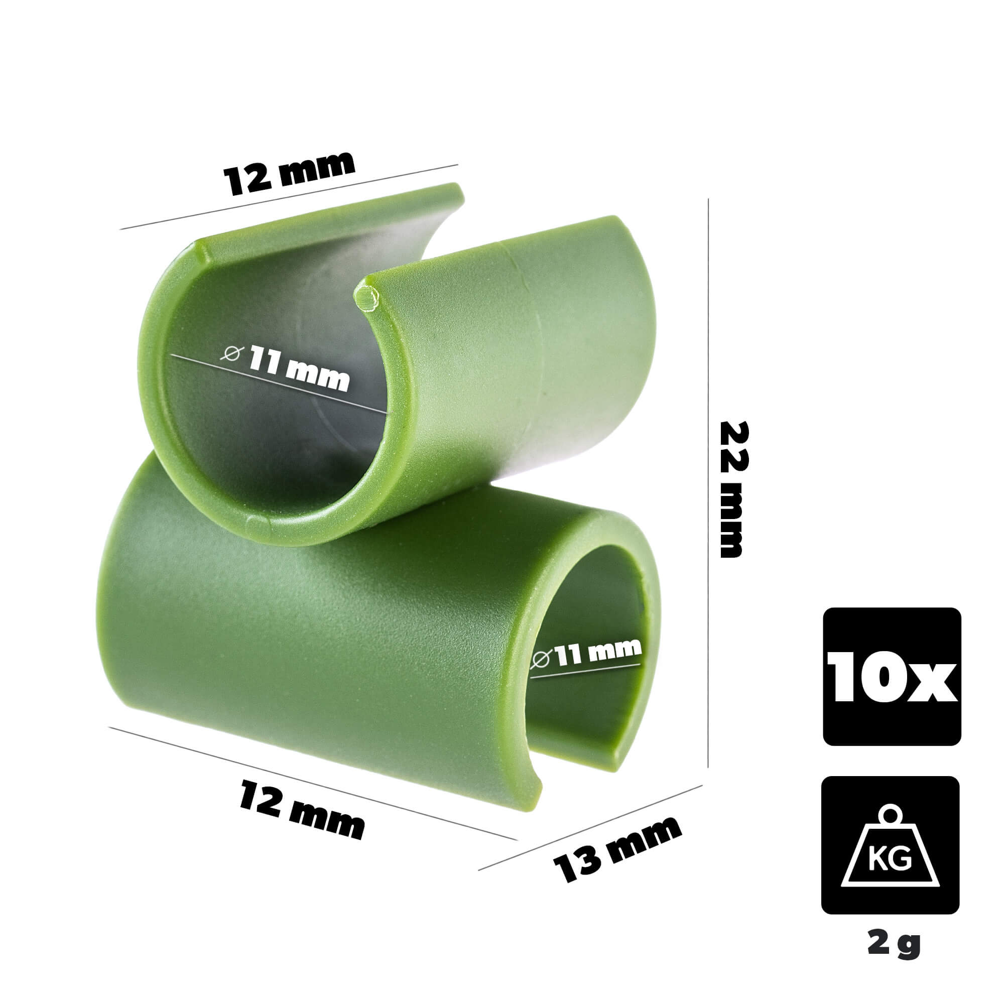Łącznik kątowy do tyczek Lugo 11 mm, zielony 10 szt.