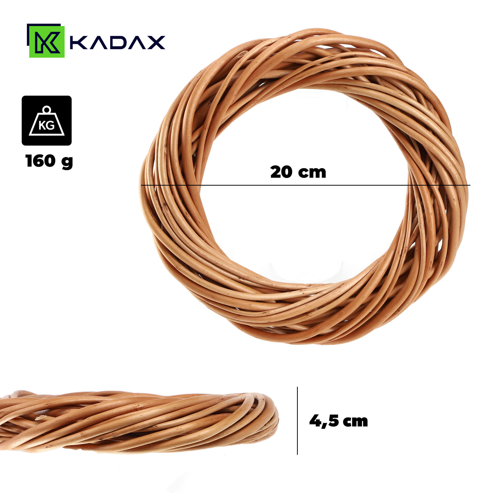 Wianek wiklinowy Berno 20 cm, naturalny