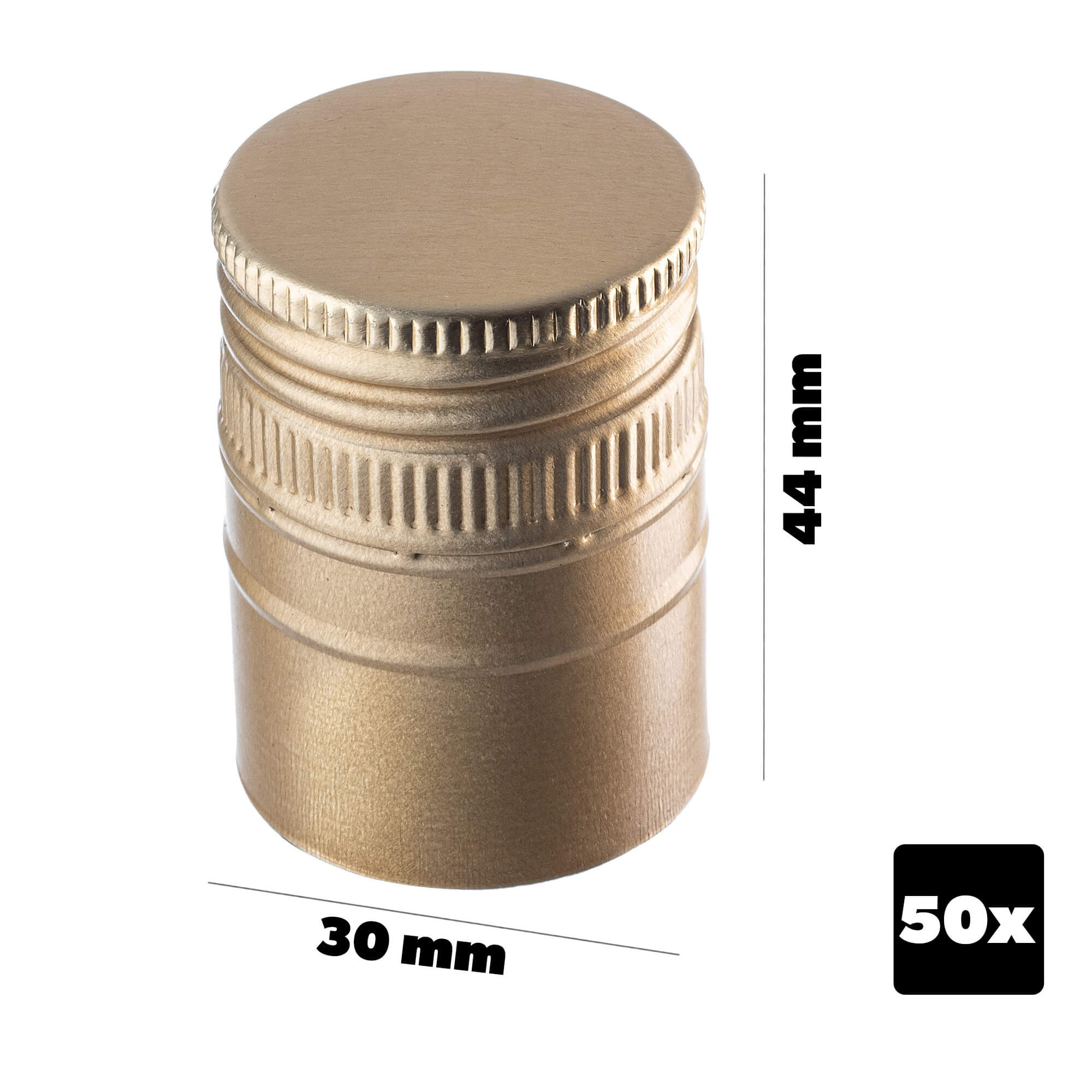 Aluminiowa zakrętka do butelek Annot fi 30mm długa złota 50 szt.