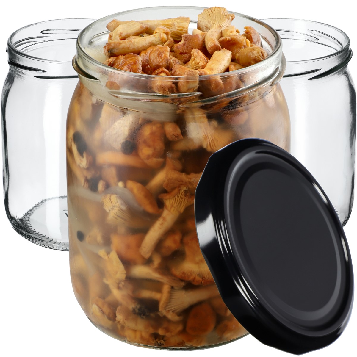 Słoiki Senna 540ml 8szt fi 82 mm + wieczka czarne