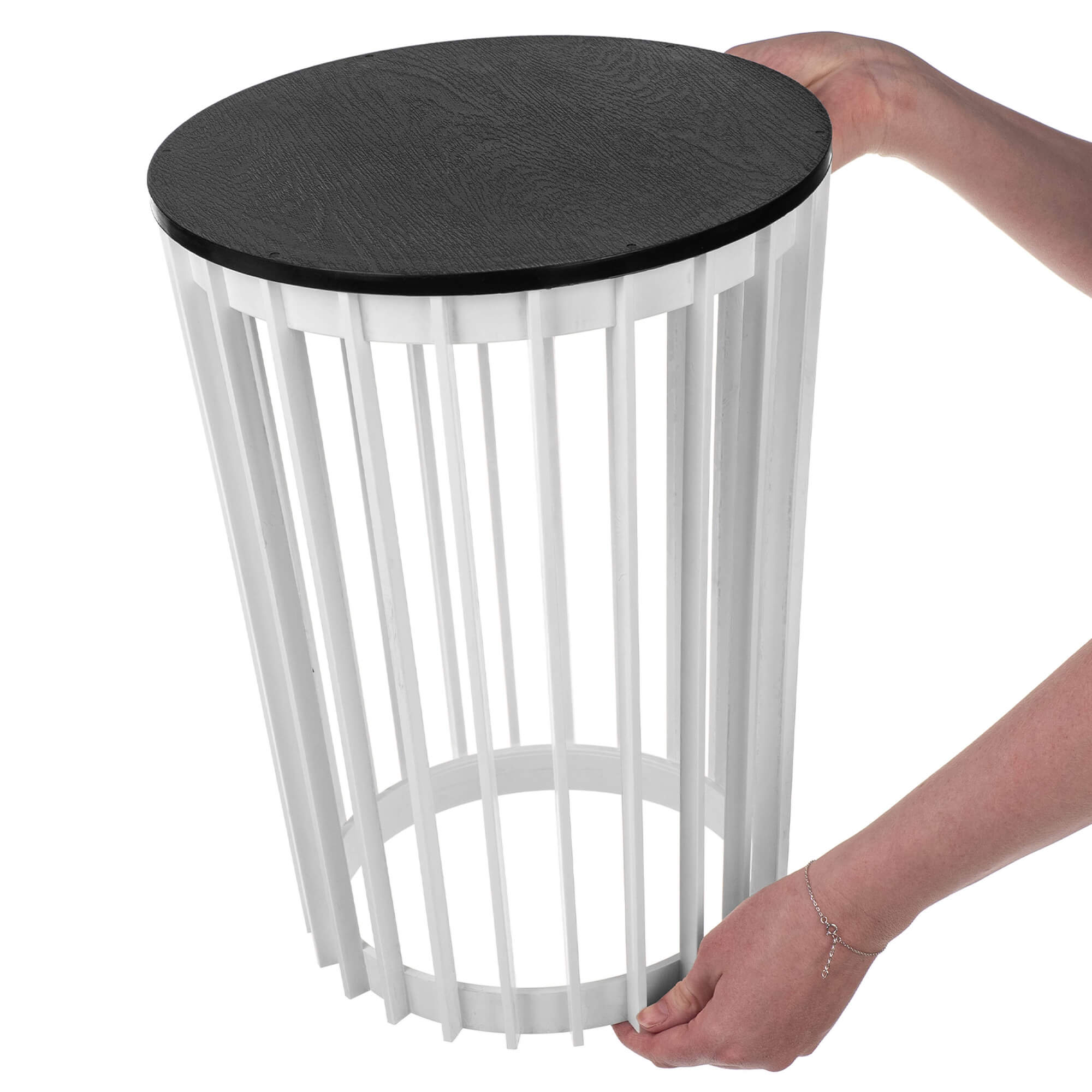 Kwietnik dwustronny Aytre 54 cm biały + blat czarny