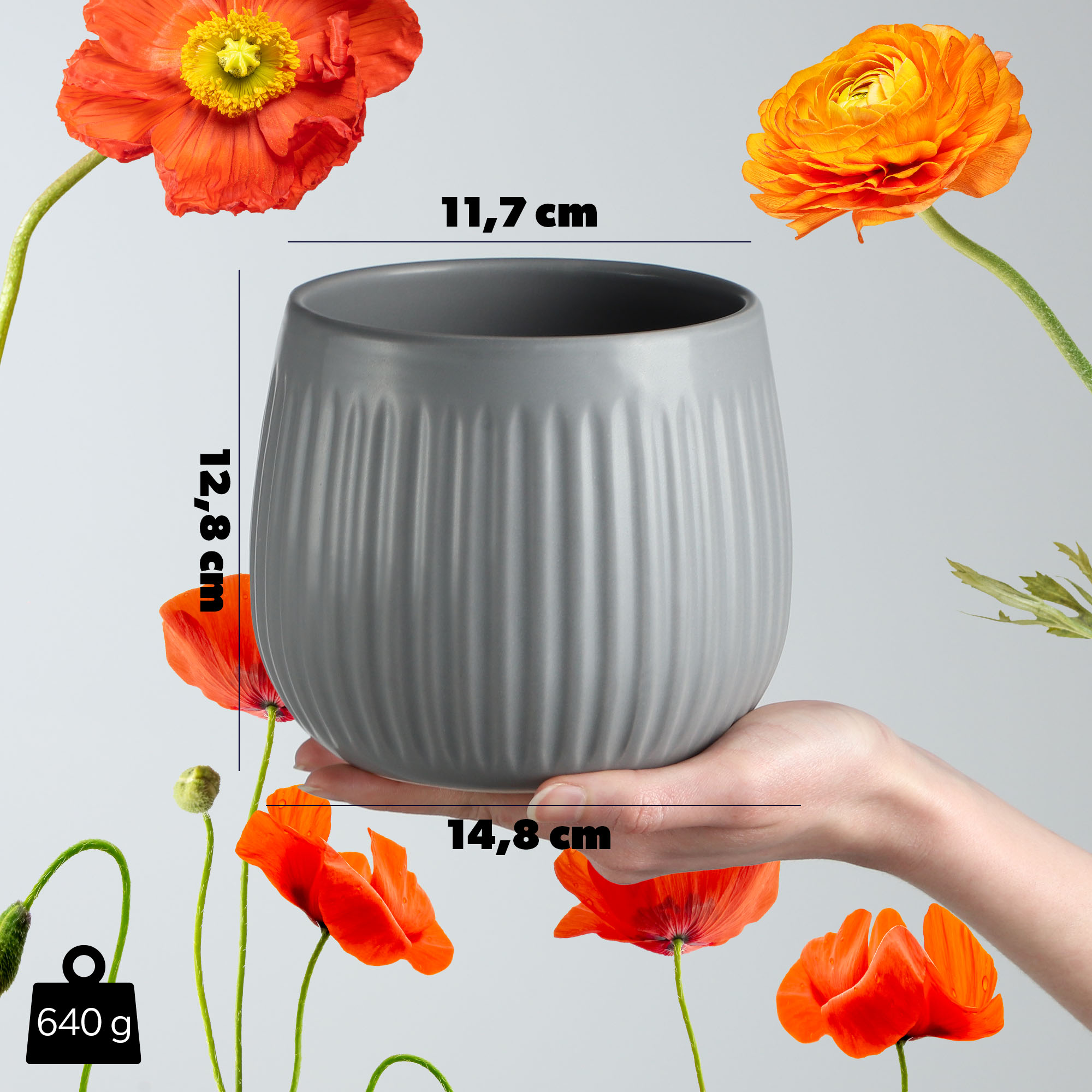 Osłonka ceramiczna Vario 14 cm, szara