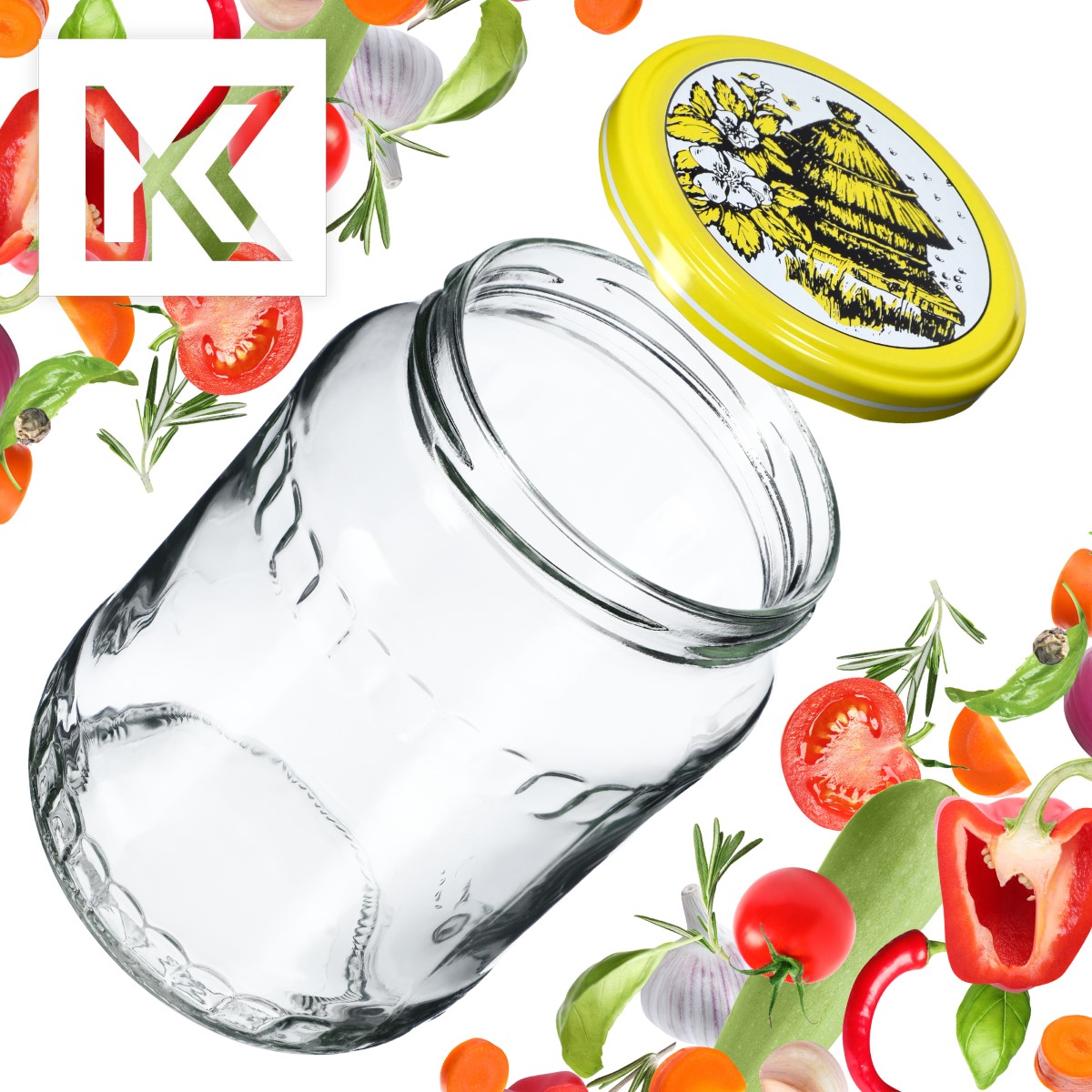 Słoiki na przetwory Jukka 720ml 48szt fi 82 mm + wieczka "Pszczoły"