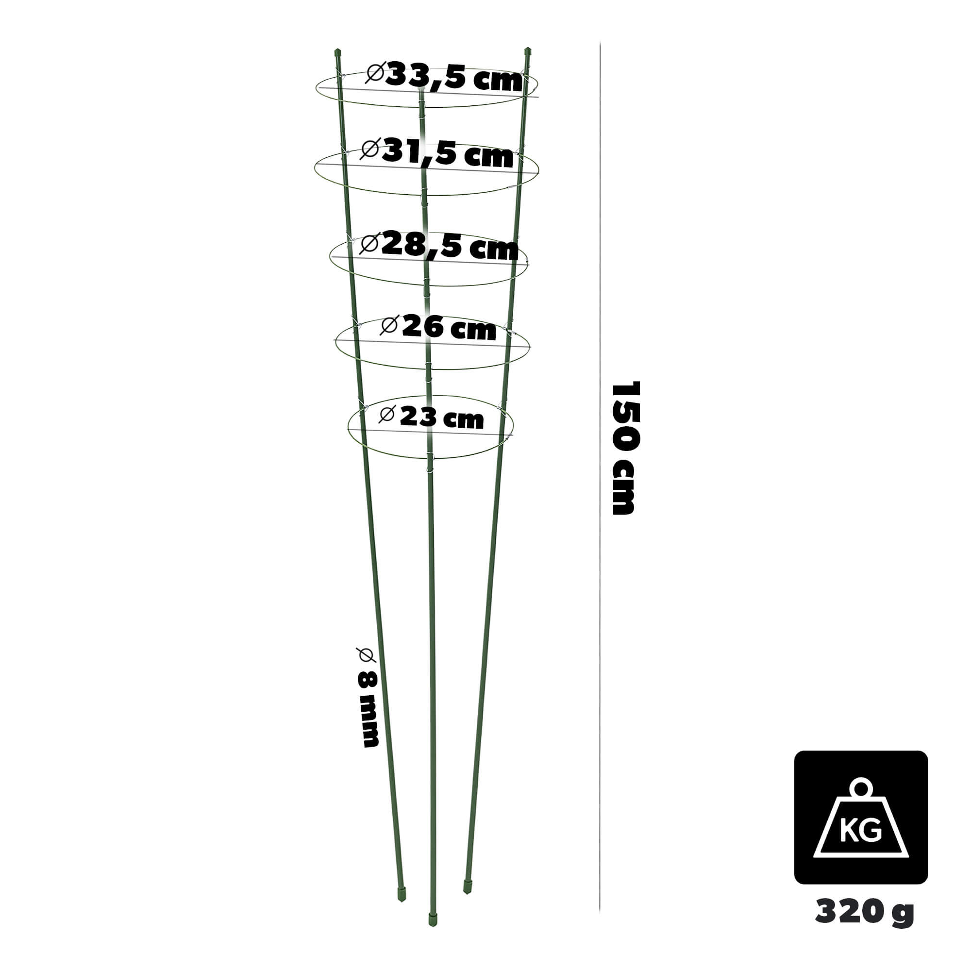 Podpora pierścieniowa do roślin Bodiel 150 cm 6 szt.