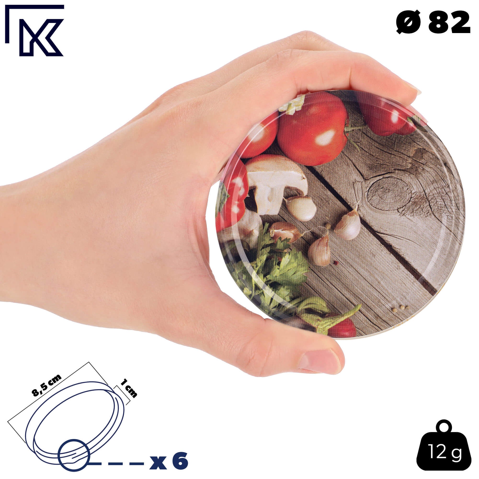 Słoiki na przetwory Denia 250ml 10szt fi 82 mm + wieczko "Pieczarka i czosnek"