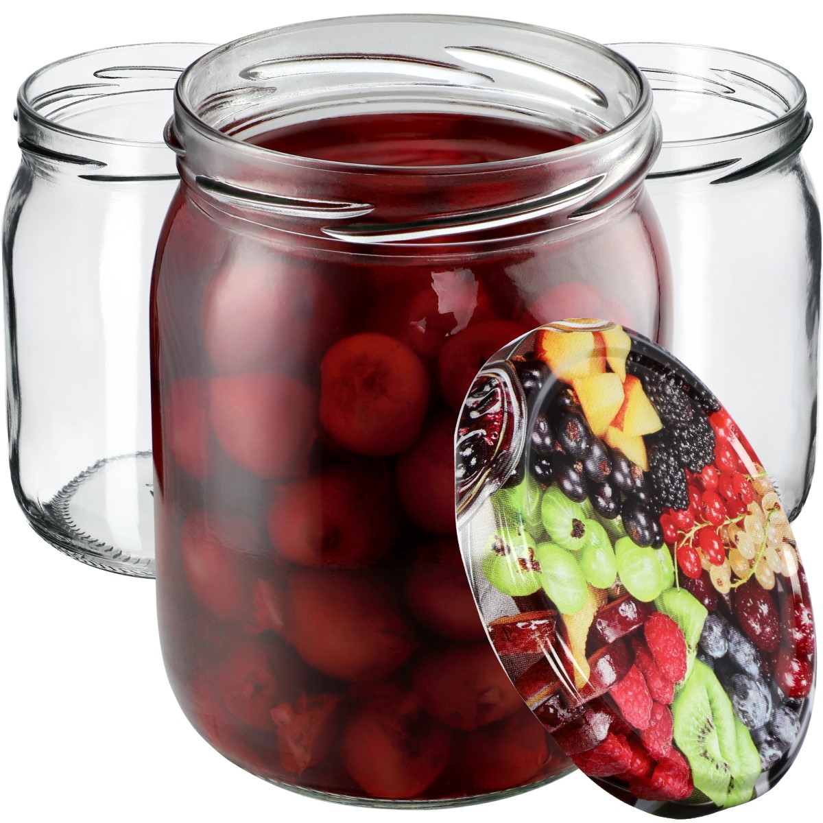 Słoiki Senna 540ml 8szt fi 82 mm + wieczka "Mix owoców"