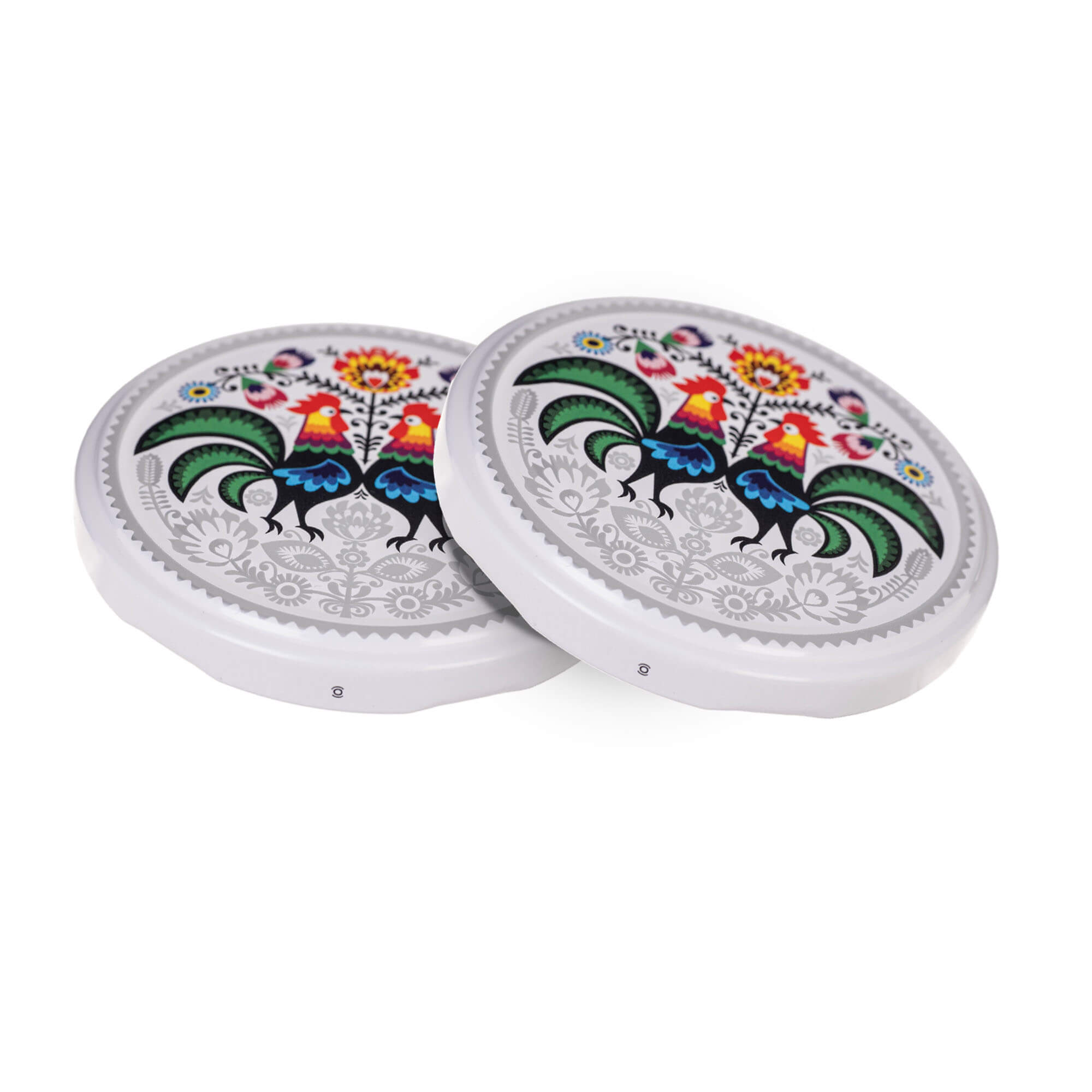 Metalowe wieczka do słoików Virbo 10szt fi 82 mm "Folklor z kogutem"