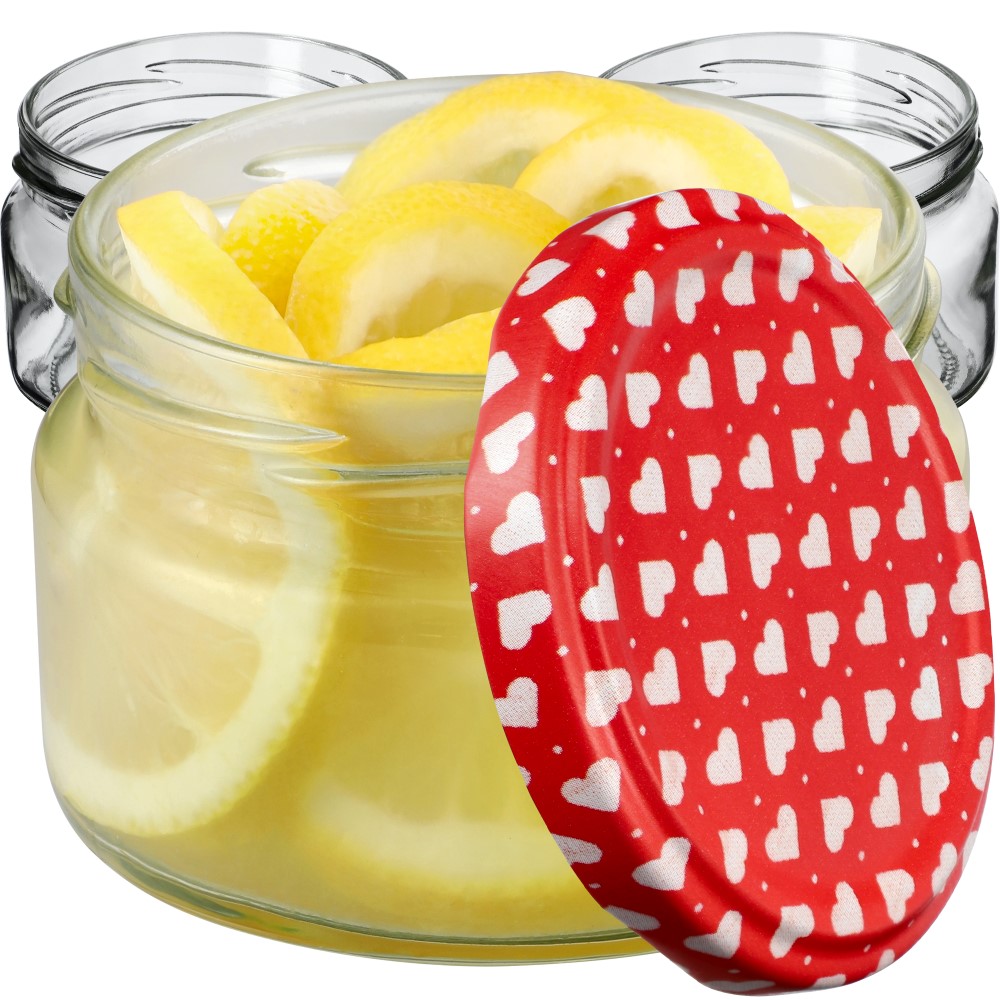 Słoiki na przetwory Denia 250ml 10szt fi 82 mm + wieczko "Serca"