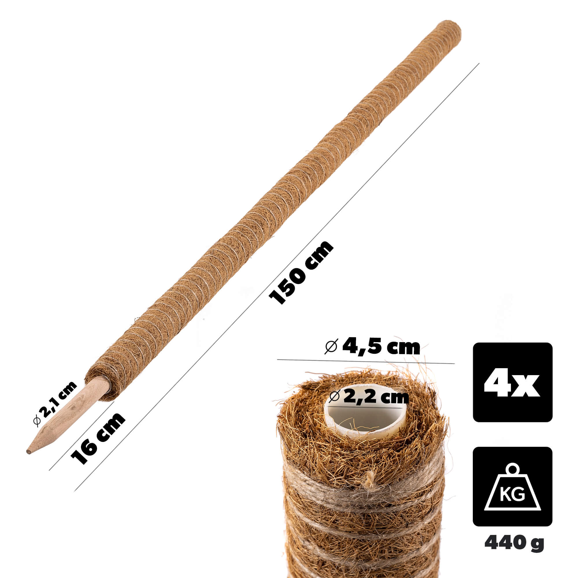 Tyczka do roślin kokosowa Cande 150 cm podpora doniczkowa 4 szt.
