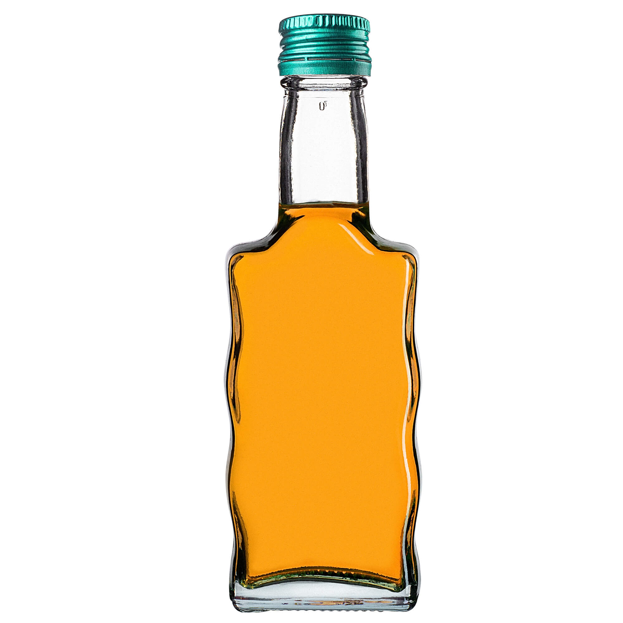 Szklana butelka na nalewkę Fala 200ml z zieloną zakrętką 10 szt.