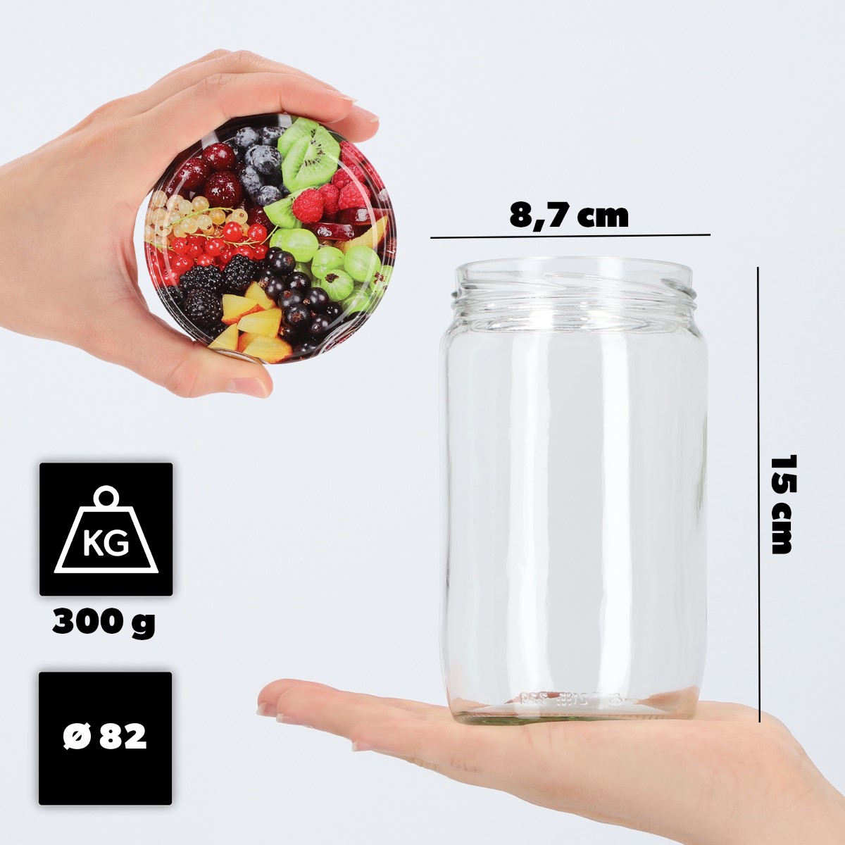 Słoiki na przetwory Niva 720ml 48szt fi 82 mm + wieczka "Mix owoców"