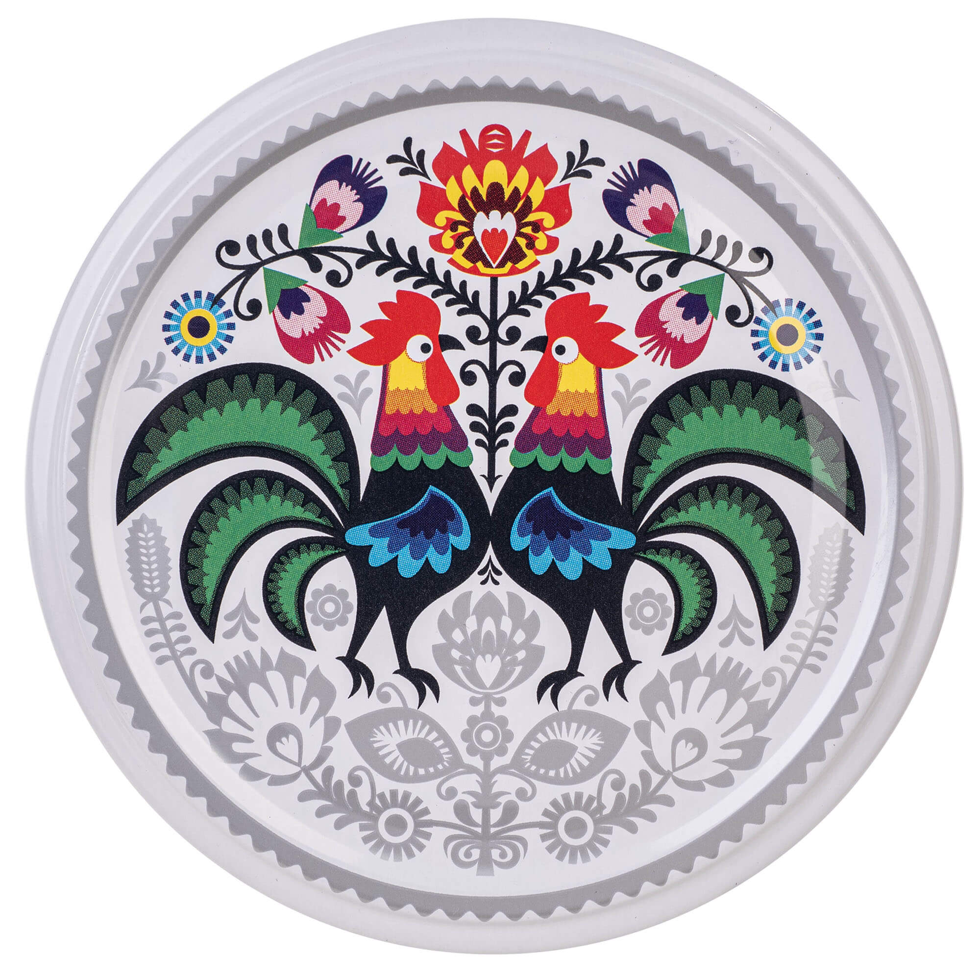 Metalowe wieczka do słoików Virbo 10szt fi 82 mm "Folklor z kogutem"