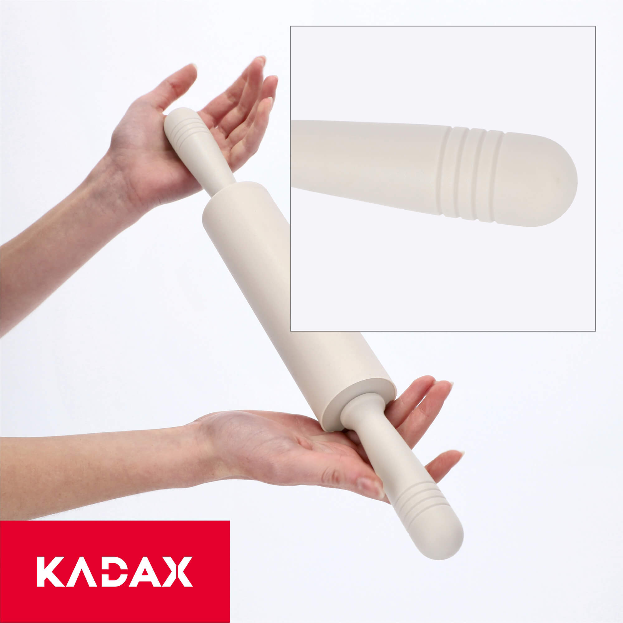 Silikonowy wałek do ciasta Touvet 44 cm, kremowy