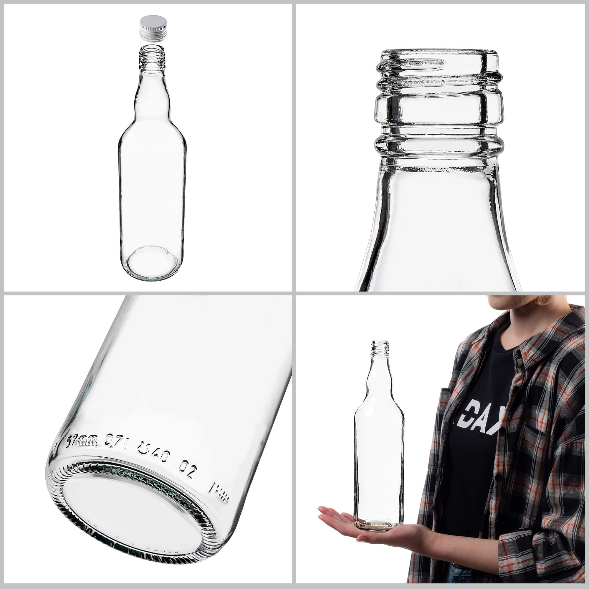 Szklana butelka Monopol 700ml z białą zakrętką 5 szt.