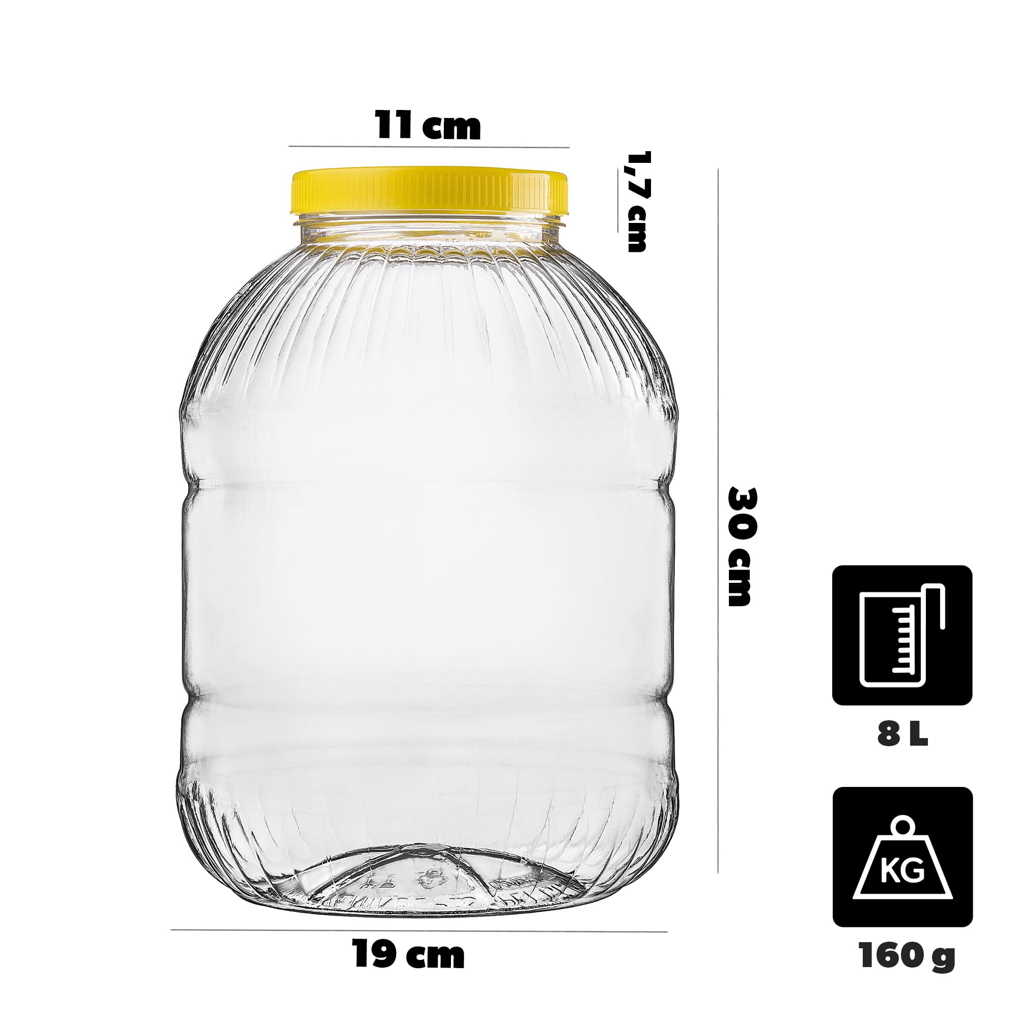 Słoik plastikowy z zakrętką 8L żółty