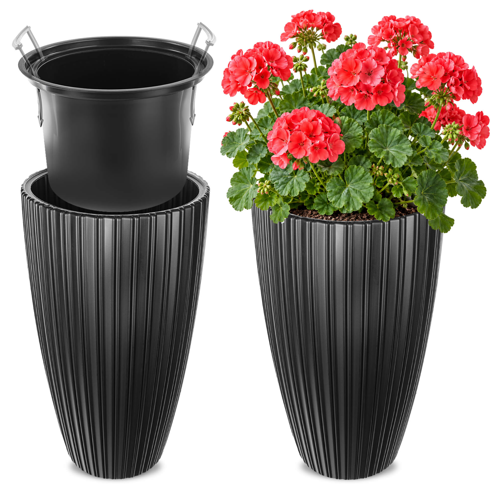 Doniczka z wkładem Lavoye 30cm czarna