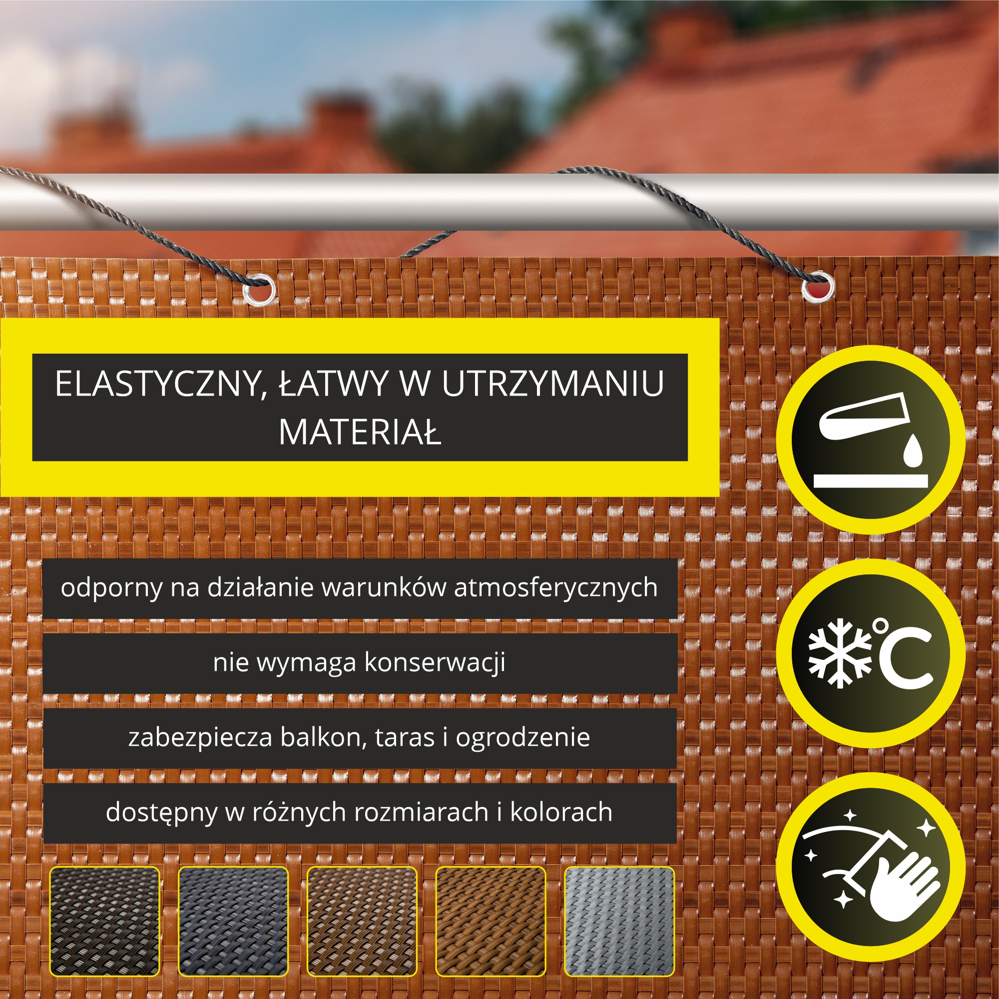 Osłona balkonowa Espa 90 x 600 cm, miodowa