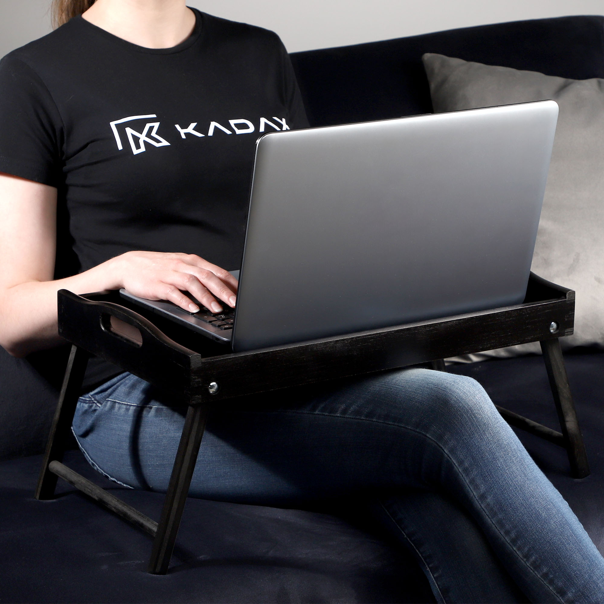 Stolik śniadaniowy Solia, pod laptopa, 50 cm, czarny