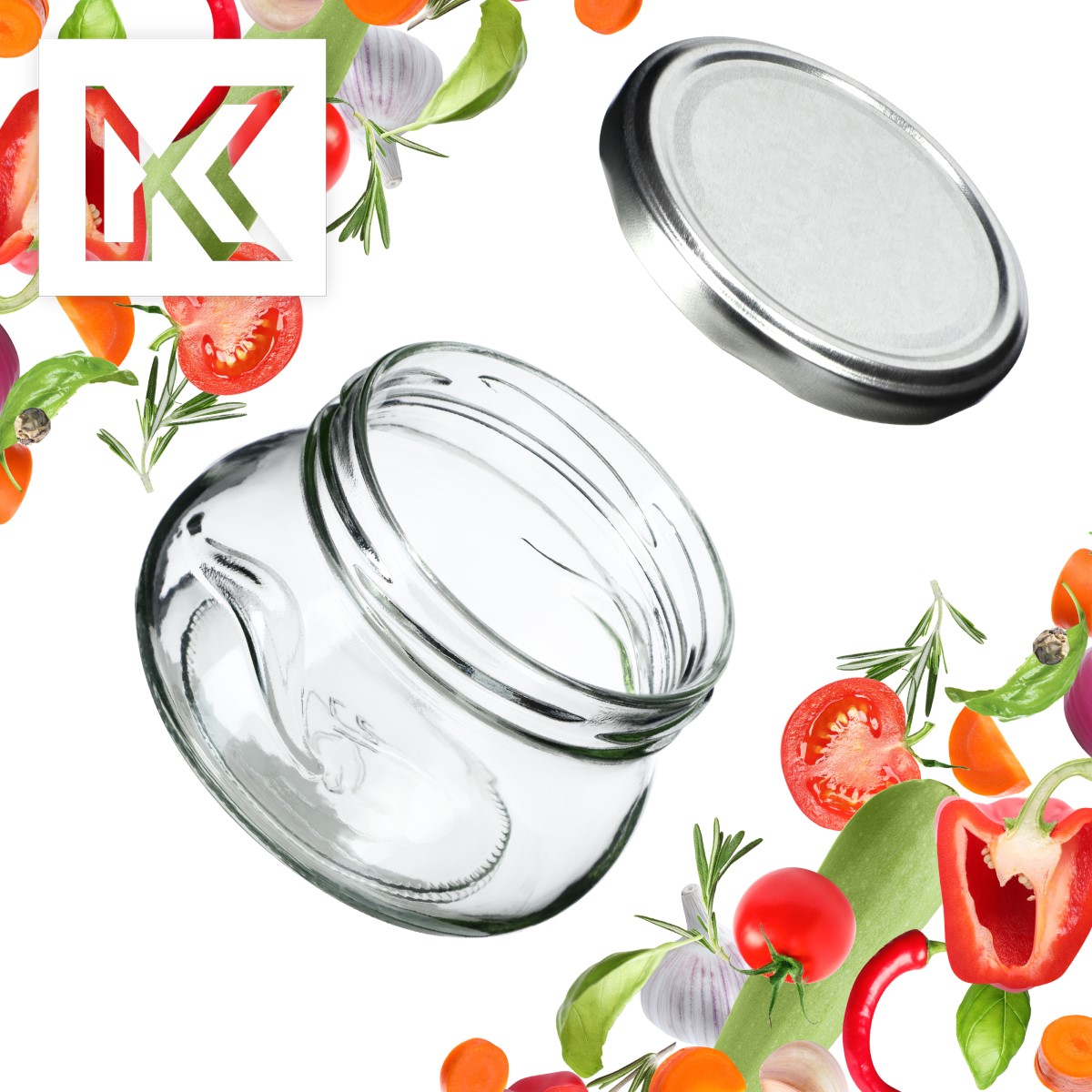 Słoiki na przetwory Raja 300ml 50szt fi 82 mm + wieczka srebrne