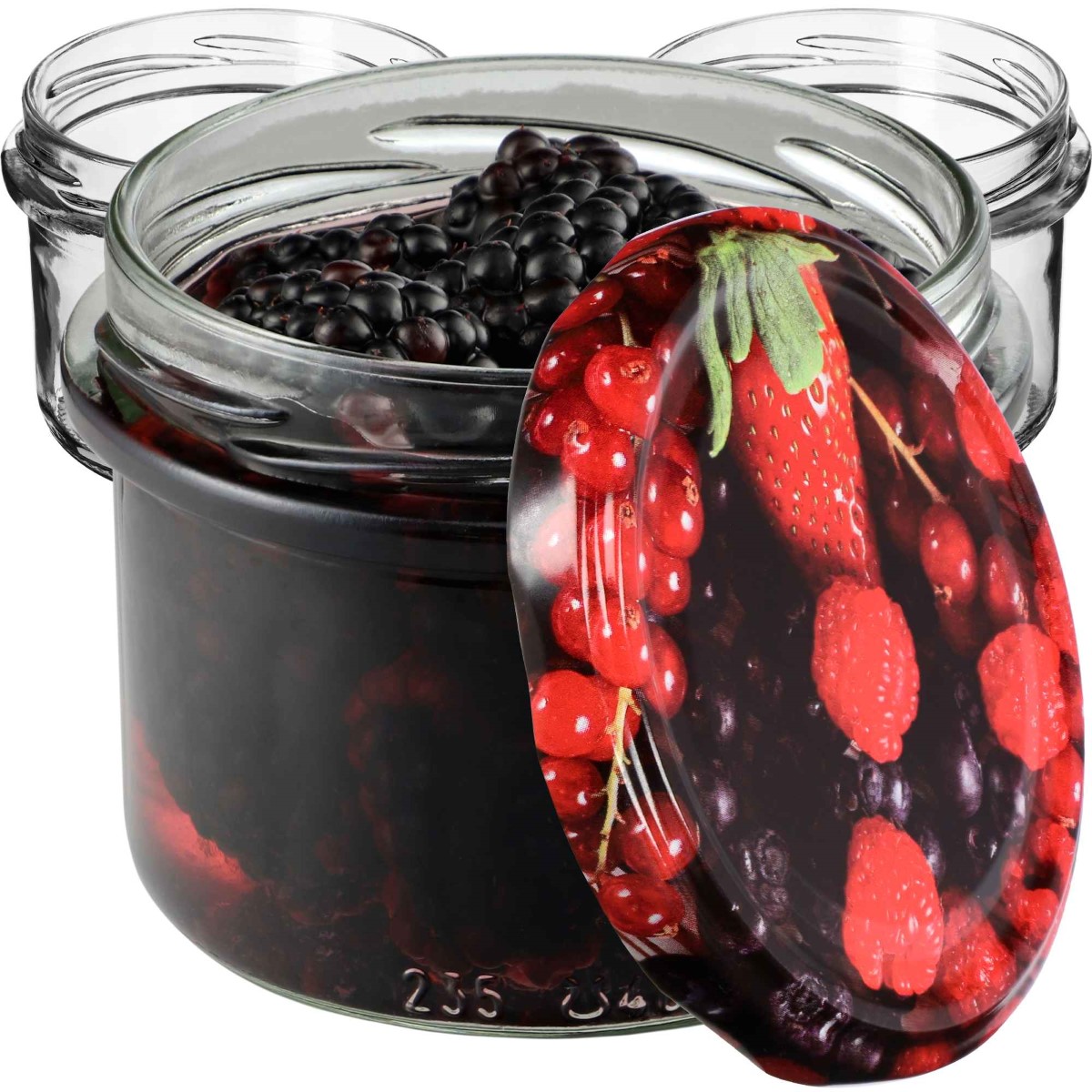 Słoiki na przetwory Tartu 235ml 20szt fi 82 mm + wieczka "Owoce leśne"
