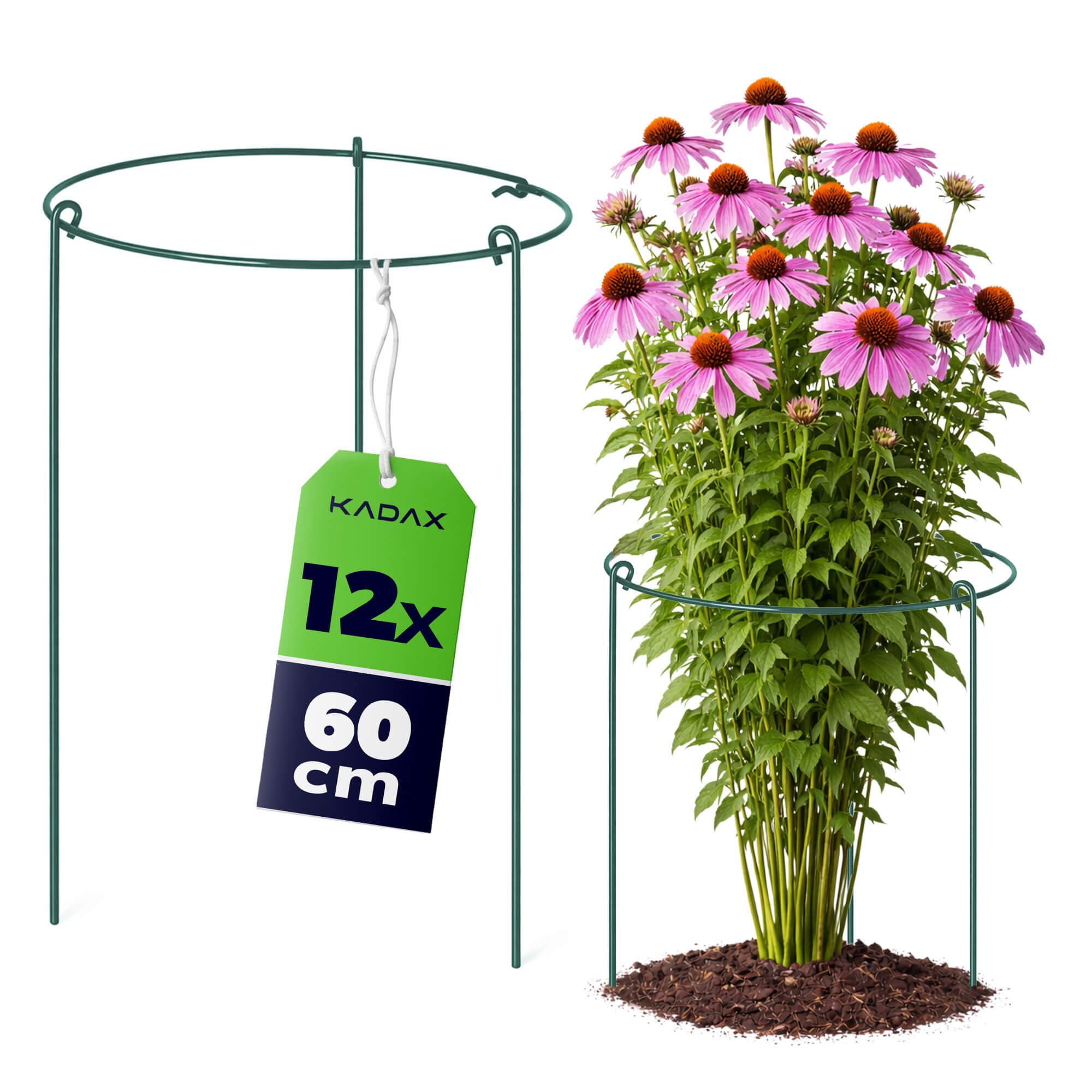 Podpora ogrodowa Mahet okrągła 60 cm stalowa zielona 12 szt.