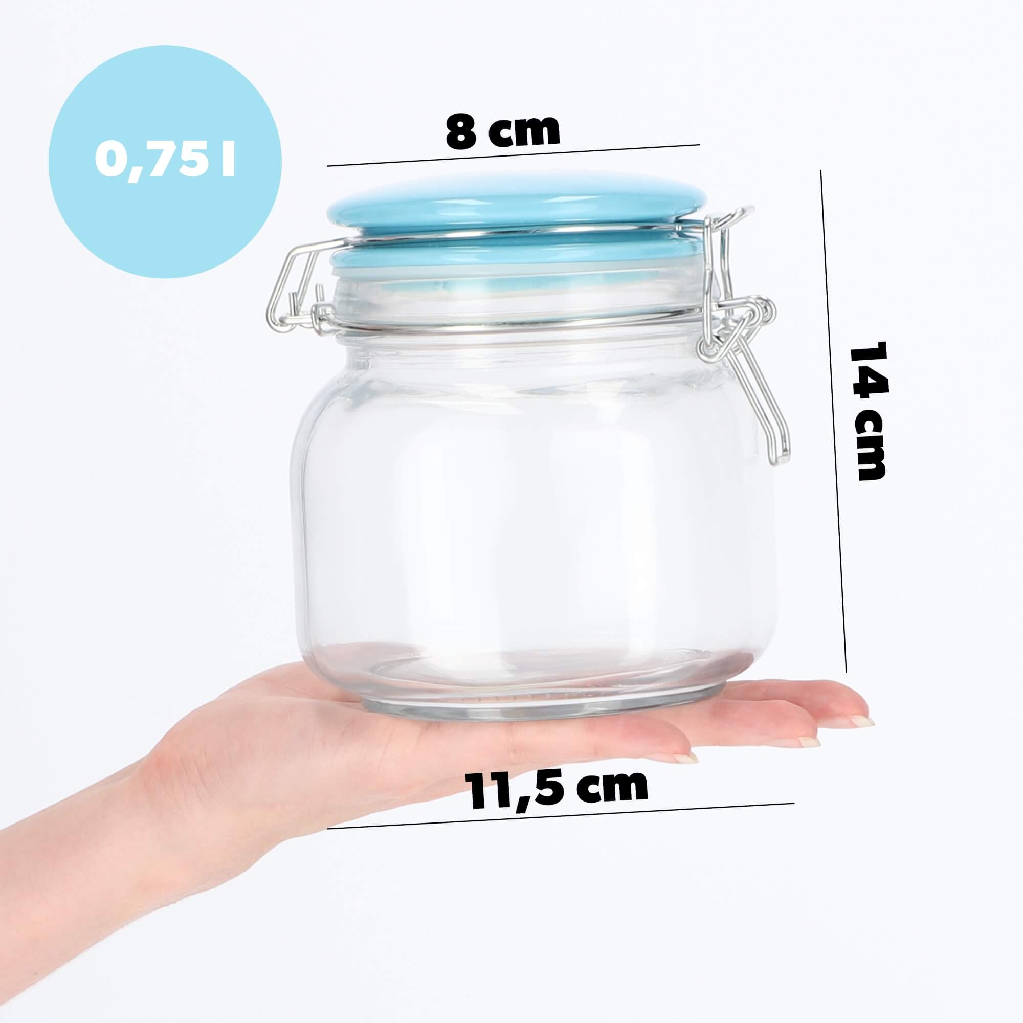 Słoik hermetyczny z ceramiczną pokrywą 0.75L niebieski