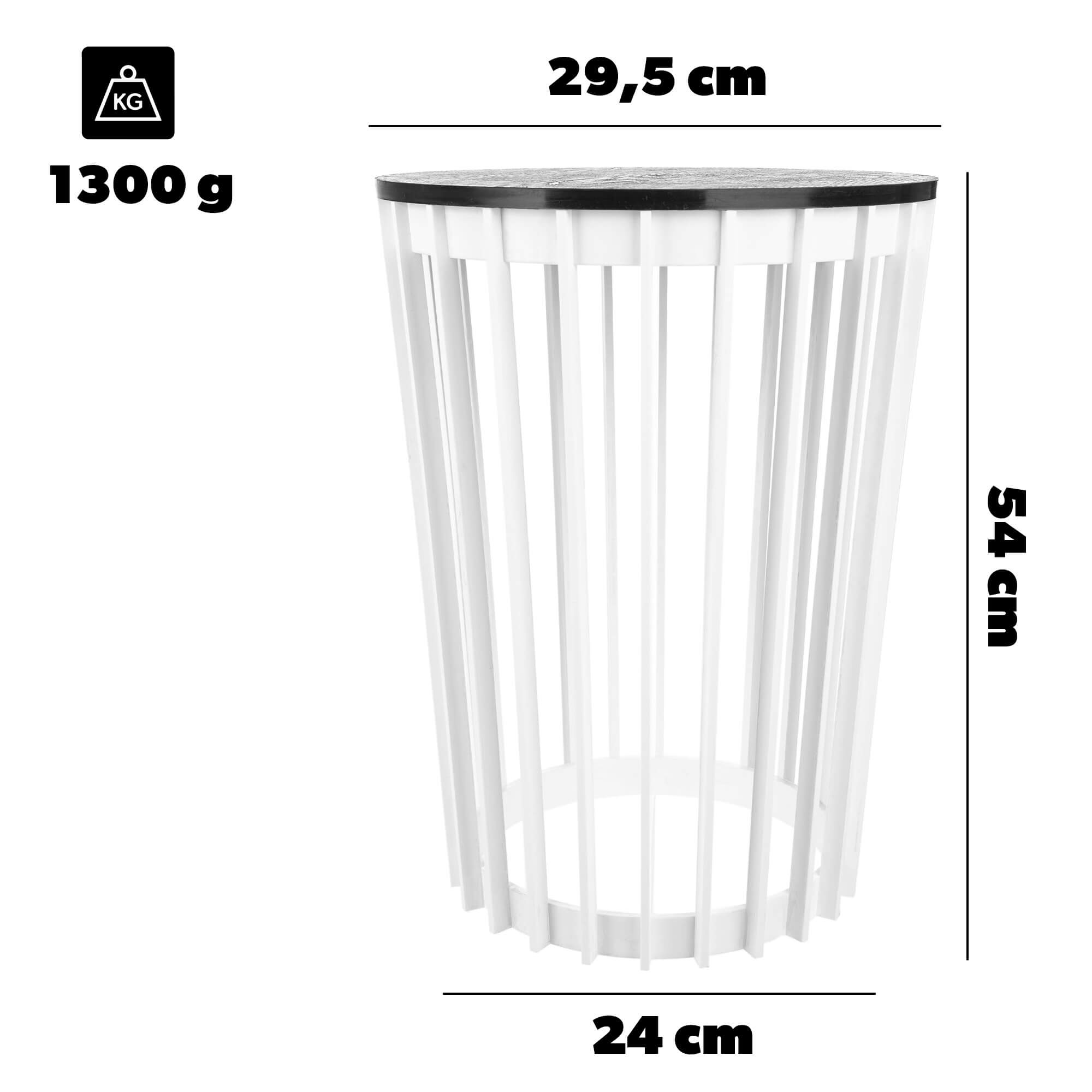 Kwietnik dwustronny Aytre 54 cm biały + blat czarny