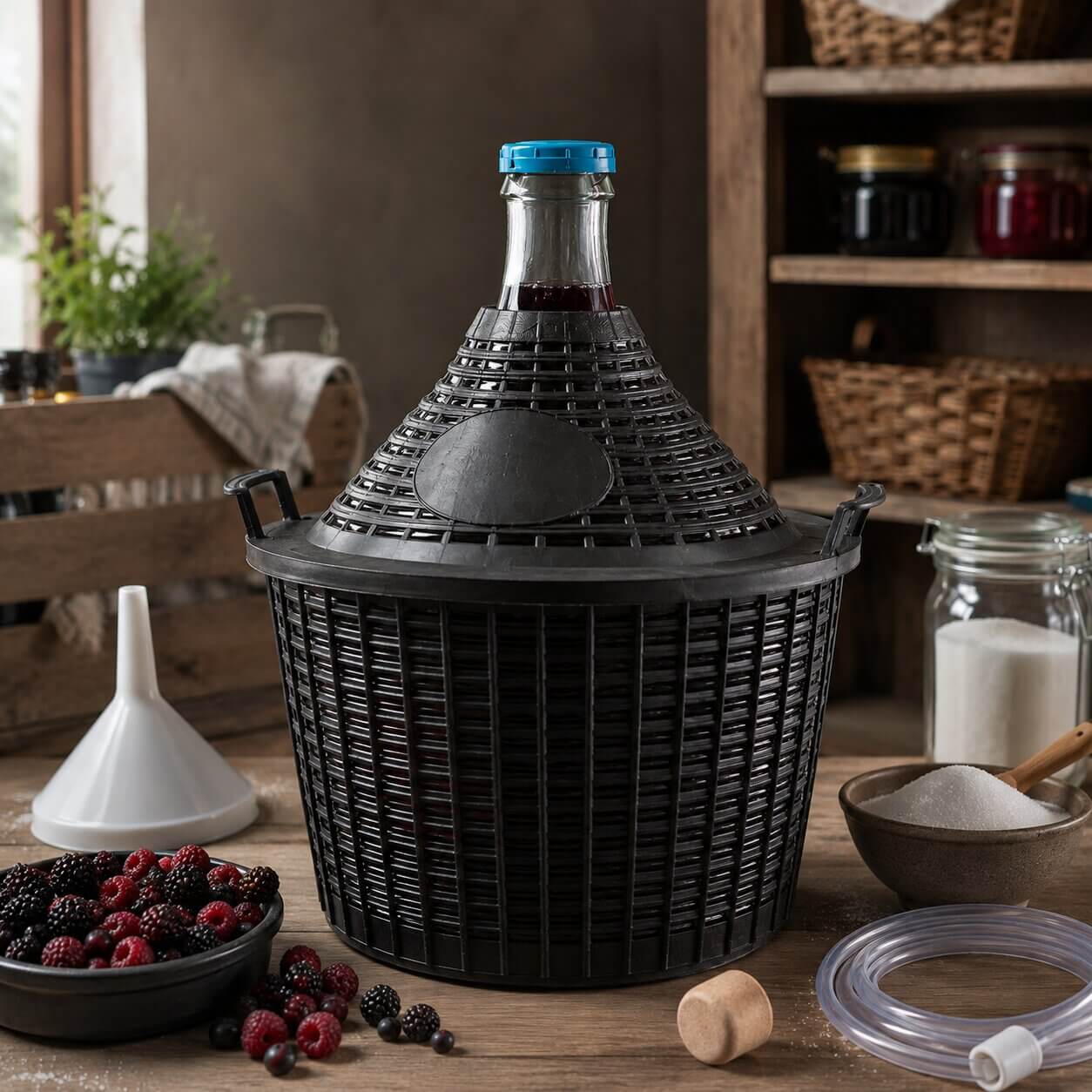 Zestaw winiarski balon 10L + korek nr.3 + plastikowa rurka