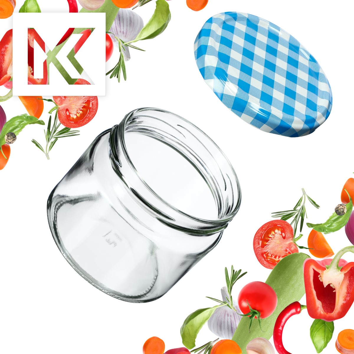 Słoiki na przetwory Sonka 330ml 10szt fi 82 mm + wieczka "Niebieska Krata"