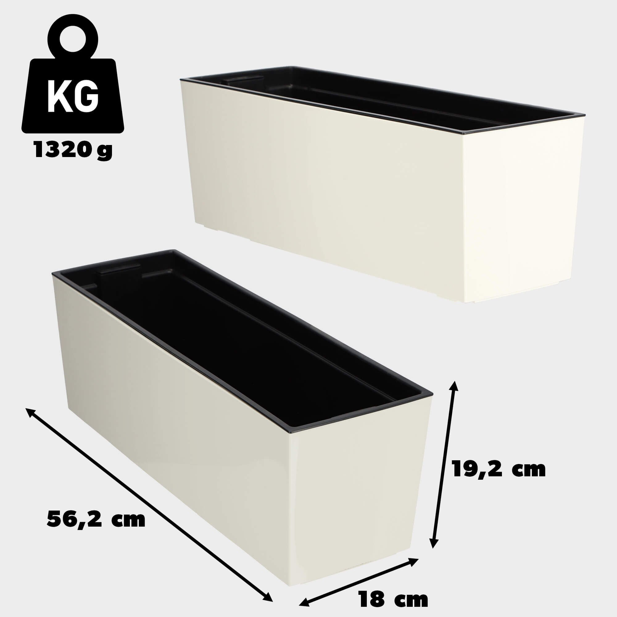 Skrzynka balkonowa Fontana 56m kremowa