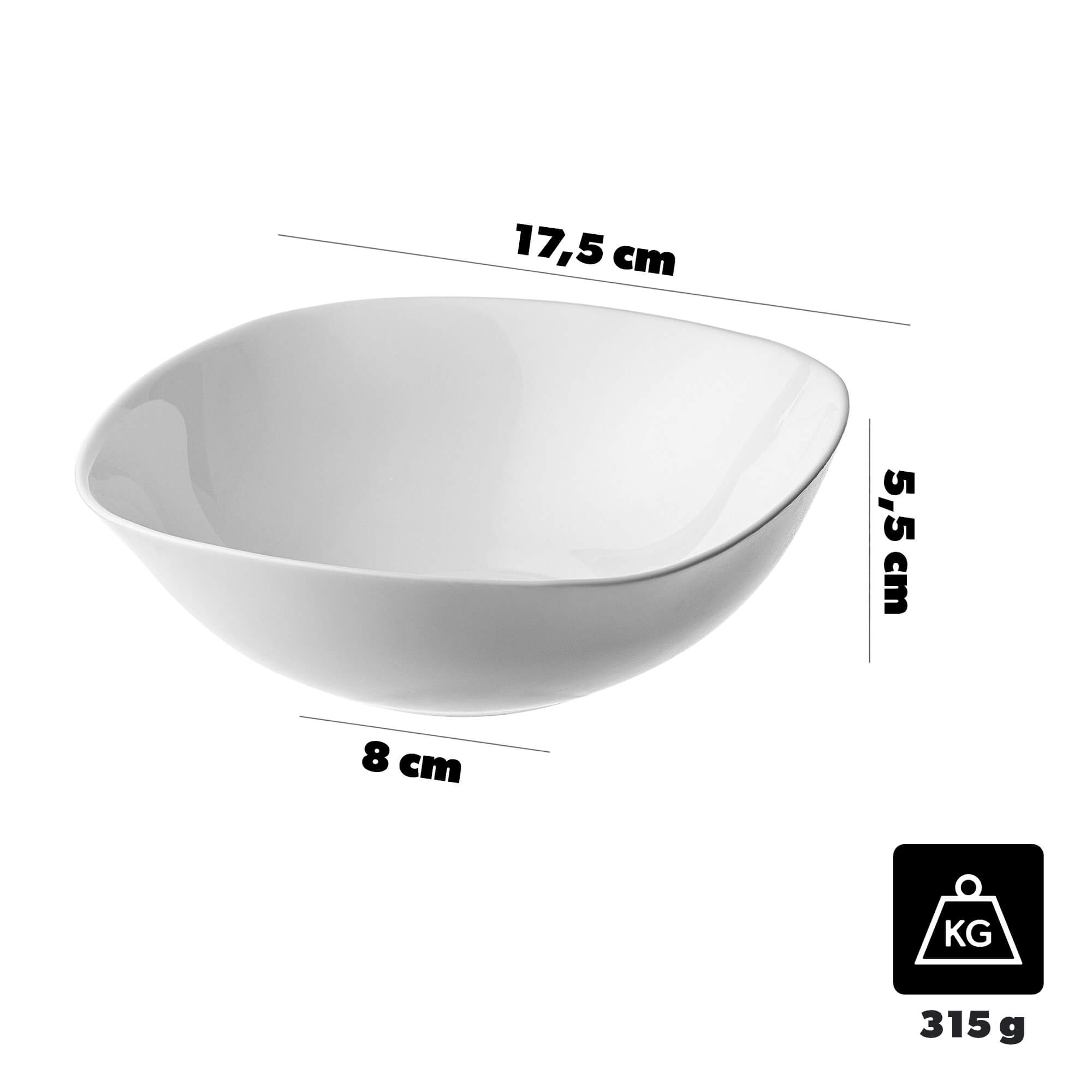 Salaterka szklana biała 17 cm, 1 szt.