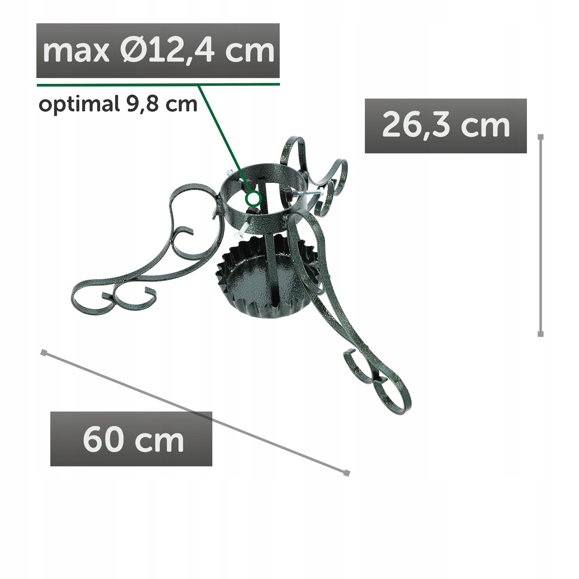 Stojak na choinkę stalowy Bries 60cm zielony